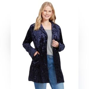 Navy Velvet Long Blazer